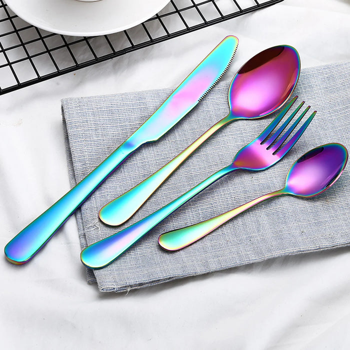 4pcs Stainless Steel Tableware Flatware Cutlery Set Knife Fork Spoon for Home w/Gift Box