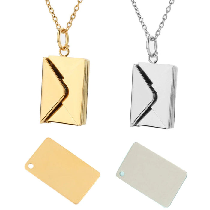 2 Pcs Gold + Silver Couple Envelope Necklace