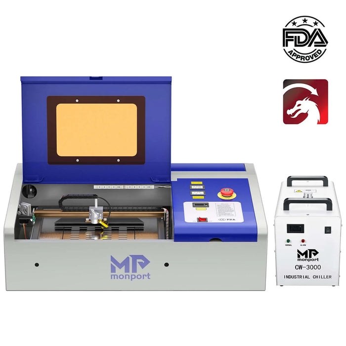 Monport 40W Lightburn-ready (12" X 8") CO2 Laser Engraver & Cutter with FDA Approval - 40W Basic