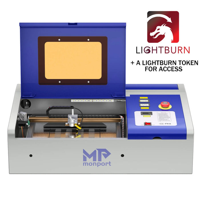 Monport 40W Lightburn-ready (12" X 8") CO2 Laser Engraver & Cutter with FDA Approval - 40W Basic