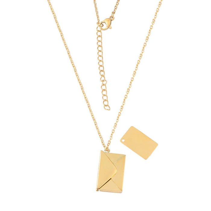 2 Pcs Gold + Silver Couple Envelope Necklace