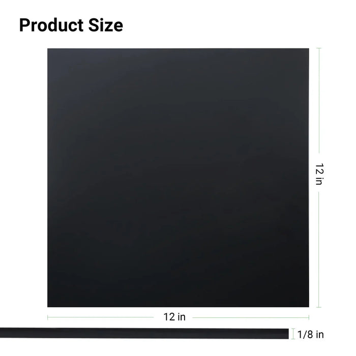 2pcs Black Opaque Acrylic Sheets 12"x12” 1/8” Thick 3mm Plexiglass Boards for Signs