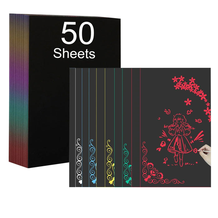 50 Pcs A4 Size Magic Scratch Paper Set